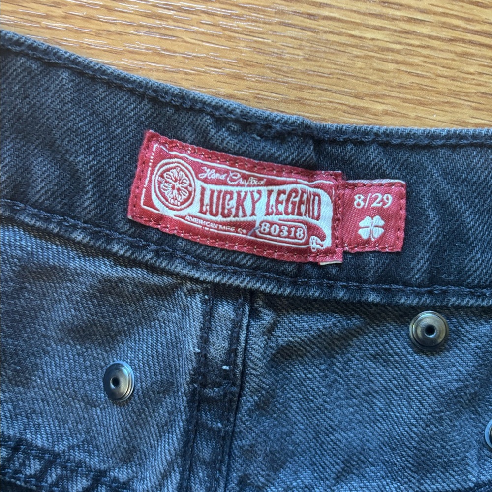 Lucky Brand 90s Loose Fit High Rise Straight Black Studded Jeans Size 8 or 29 - Picture 3 of 12